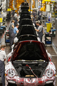 Porche automobile assembly line in Stuttgart, Germany in 2008. (HowStuffWorks)
